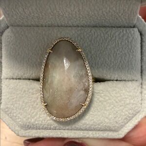 14K Yellow Gold Natural Sapphire and Diamond Ring.